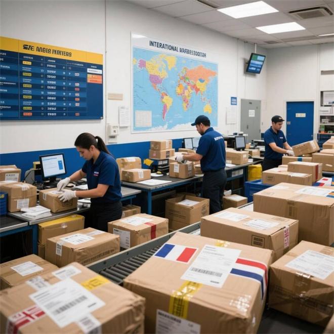 Parcel forwarding warehouse in China sorting packages for international shipping