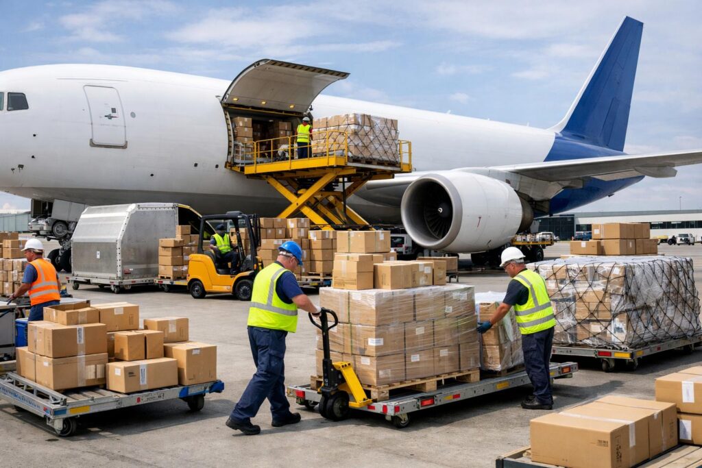Air Freight from China cargo loading at international airport