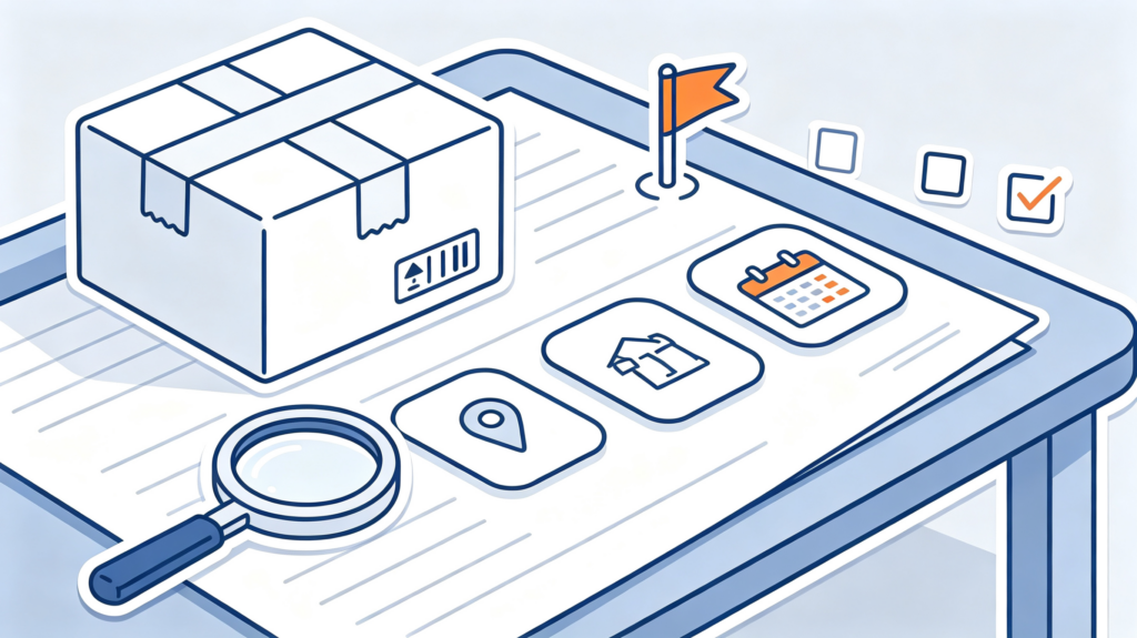 Hand-drawn flat checklist infographic for stuck shipment troubleshooting,