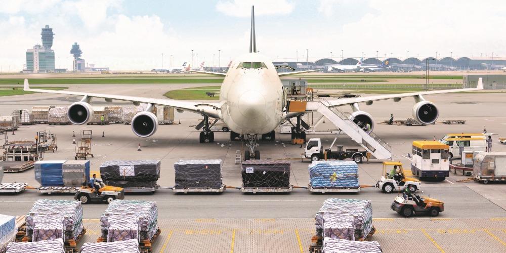 International air freight from China with cargo aircraft and airport logistics operations
