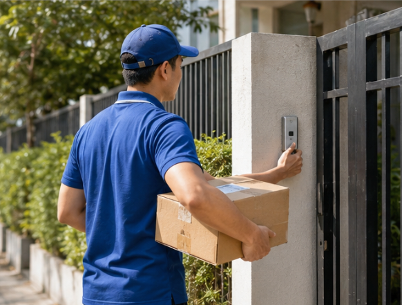 Local delivery courier delivering an international DDP parcel to the recipient