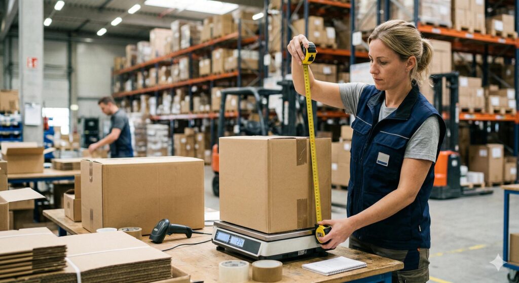 Measuring package dimensions to calculate China air freight rates
