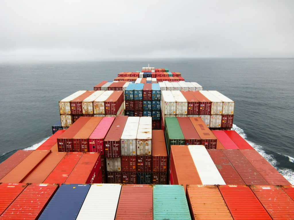 Container ship transporting consolidated goods from China internationally
