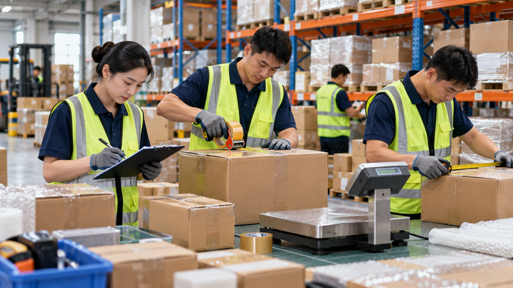 China warehouse preparing time-sensitive cargo for urgent air freight