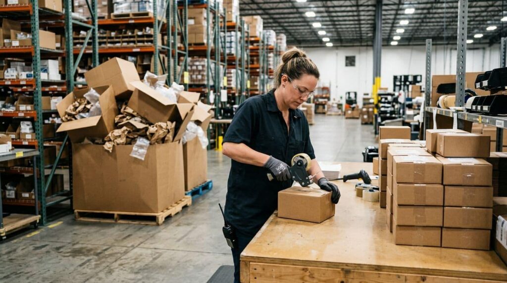Parcel consolidation and repacking after China warehouse receiving