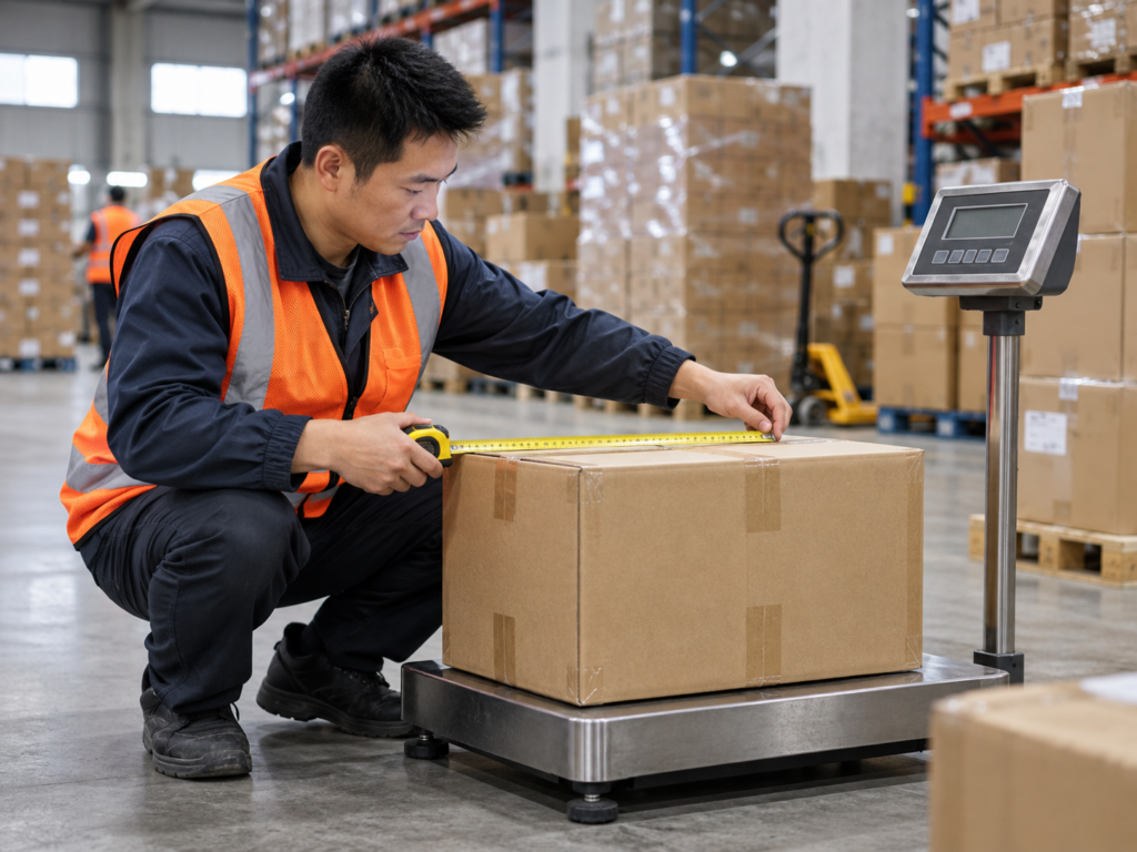 Repacking an oversized supplier carton in a China warehouse