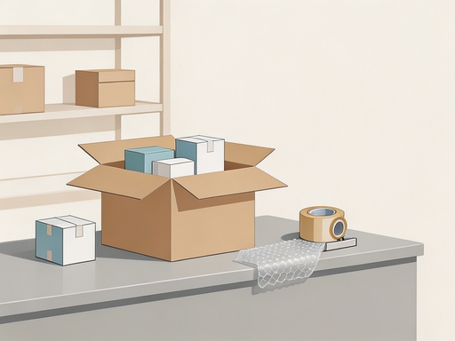 Warehouse order consolidation process combining multiple small packages into one secure international shipment box